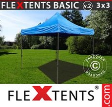 Quick-up telt FleXtents Basic 3x3m Blå, inkl. 4 sider