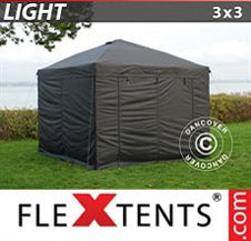 Quick-up telt FleXtents Light 3x3m Svart, inkl. 4 sider