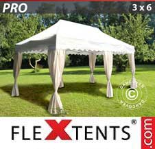 Quick-up telt FleXtents Pro 3x6m Hvit, inkl. 6 dekorative gardiner