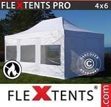 Quick-up telt FleXtents Pro 4x6m Hvit, Flammehemmende inkl. 4 sider