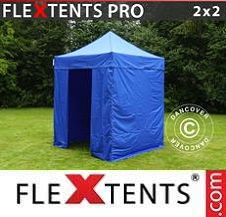 Quick-up telt FleXtents Pro 2x2m Blå, inkl. 4 sider