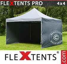 Quick-up telt FleXtents Pro 4x4m Grå, inkl. 4 sider