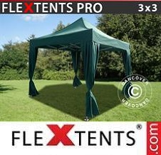 Quick-up telt FleXtents Pro 3x3m Grønn, inkl. 4 dekorative gardiner