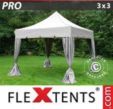 Quick-up telt FleXtents Pro 3x3m Latte, inkl. 4 dekorative gardiner