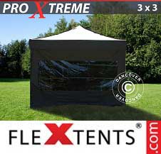 Quick-up telt FleXtents pro Xtreme 3x3m Svart, inkl. 4 sider