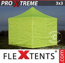 Quick-up telt FleXtents pro Xtreme 3x3m Neongul/grønn, inkl. 4 sider